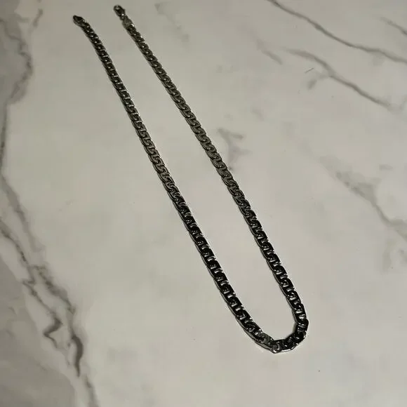 Thick Figaro Chain Stainless Steel Silver Color 24” long Men Women Necklace - Picture 2 of 9